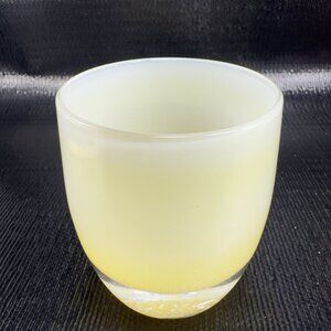 Glassybaby Angel HandBlown TeaLight Candle Holder Votive Yellow With Sticker